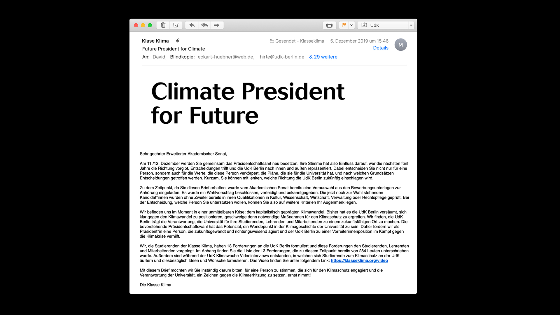 Gespräche zur UdK Präsidentschaftwahl